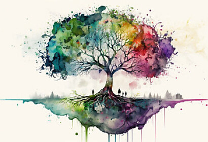 Fototapeta Akvarelová malba Stromu života na jaře ft 580406451